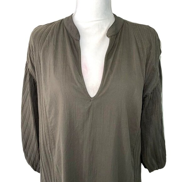 Pharaoh Collection Dress Womens Size 1 Japanese Cotton V Neck Green Made In USA - Picture 8 of 12